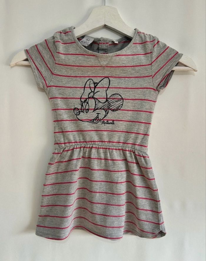 Robe manches courtes gris rayé rouge Minnie Taille 3 ans - photo numéro 1