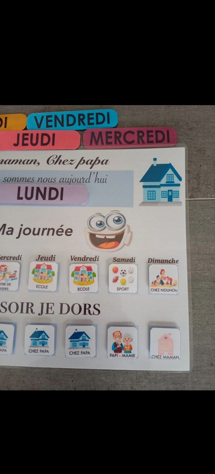 Fiche plastifiée d'activité pour enfants chez maman. Chez Papa - photo numéro 2