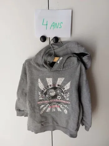 Sweat à capuche gris Smiley 4 ans