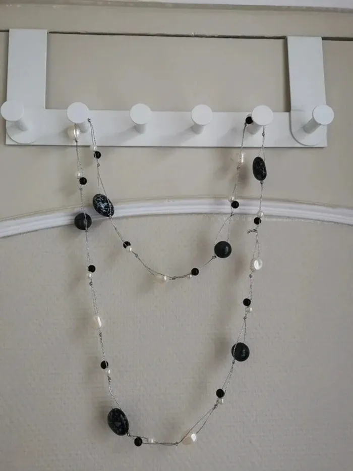 Collier perles et fil pailleté 121cm - photo numéro 2