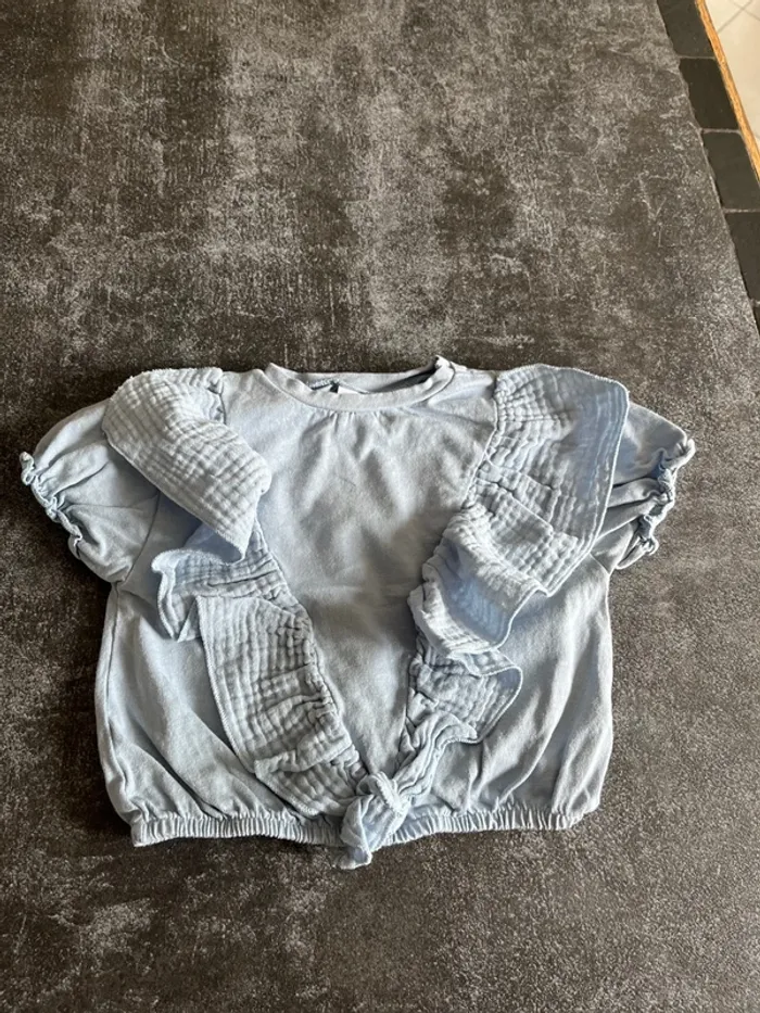 T-shirt manches courtes bleu 6-9 mois Zara