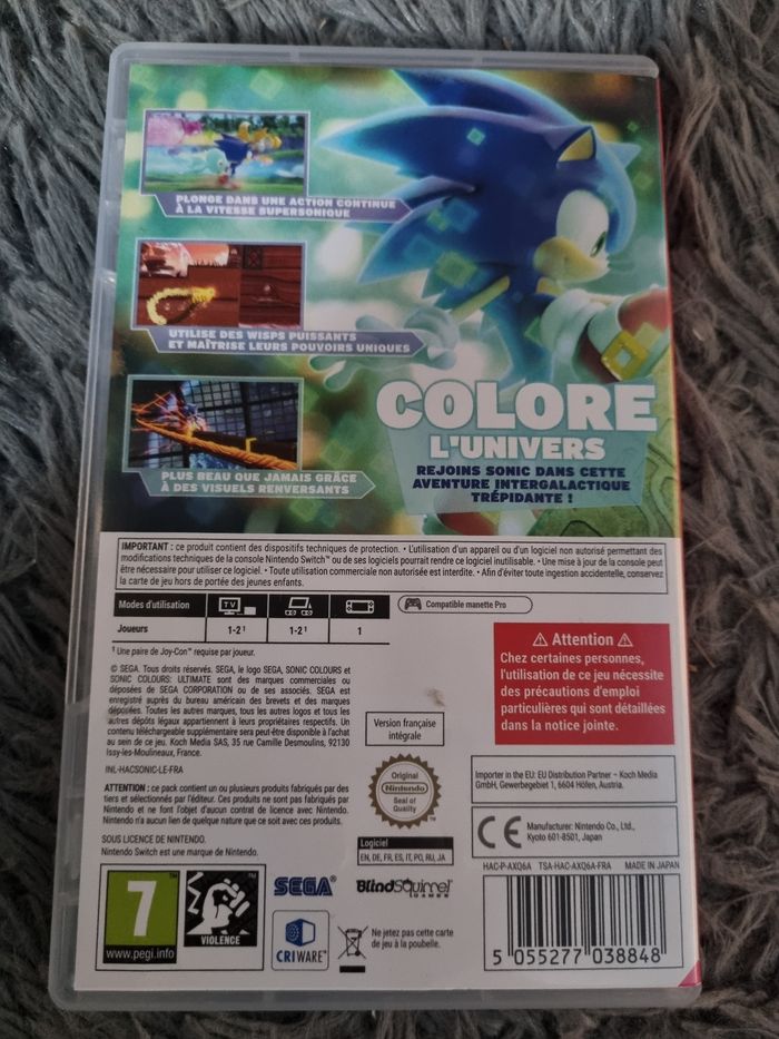 Boîte vide de jeu Sonic Colour Ultimate - photo numéro 3