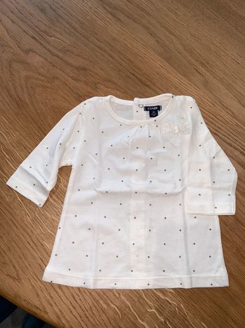 Tee-shirt bébé fille Kiabi Blanc Étoiles dorées en all over Noeud en tulle