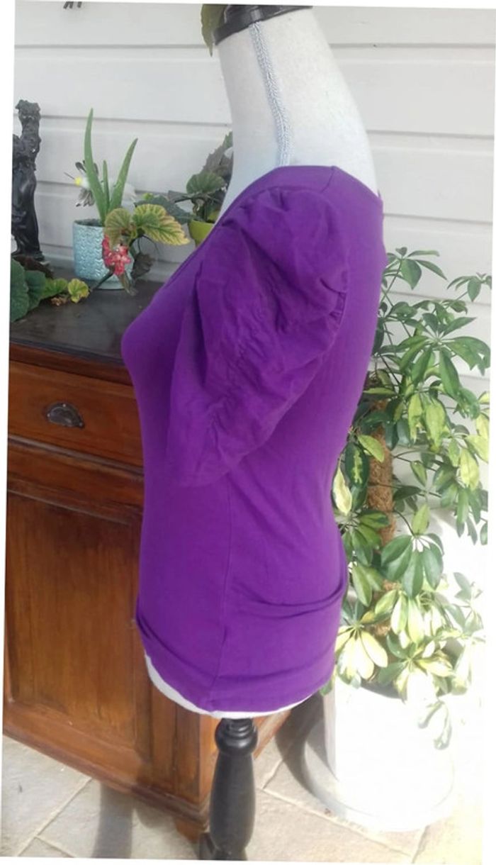 Tee shirt coton violet zara 38 - photo numéro 4
