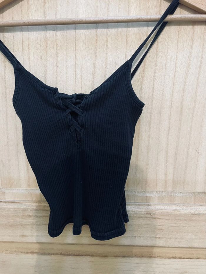 Débardeur noir côtelé à lacets – style crop top - XS - photo numéro 10