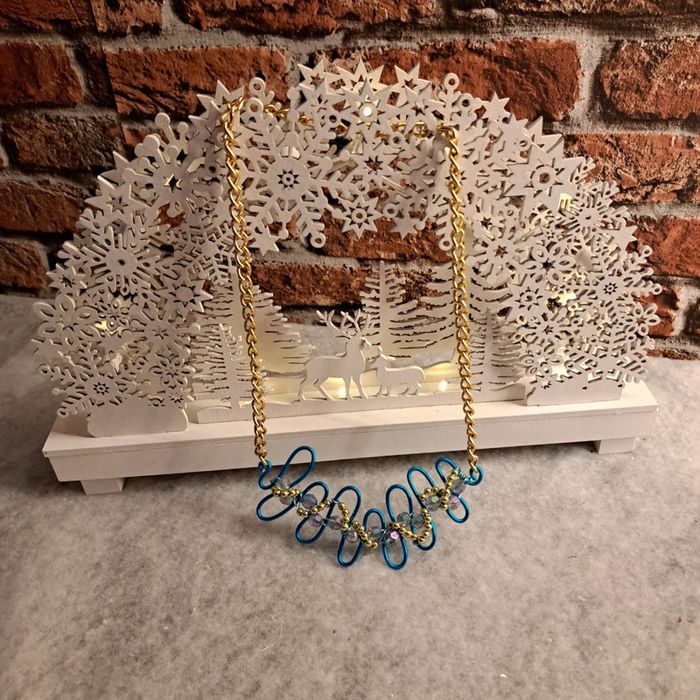 Collier original bleu et doré - photo numéro 2