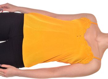 débardeur orange uni léger décolleté taille S