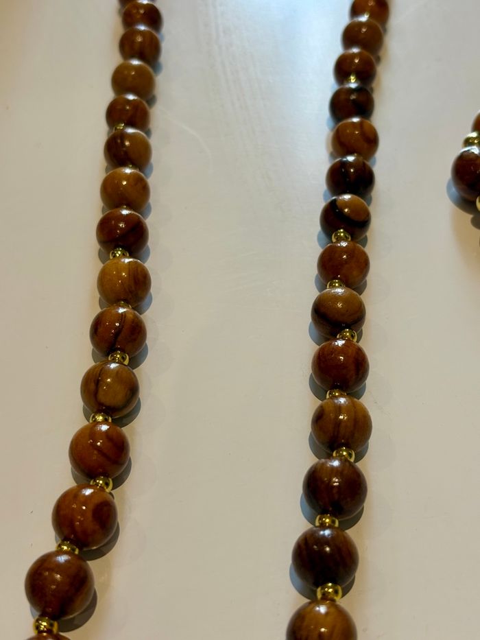 Parure en bois & doré – Collier & bracelet assortis - photo numéro 4