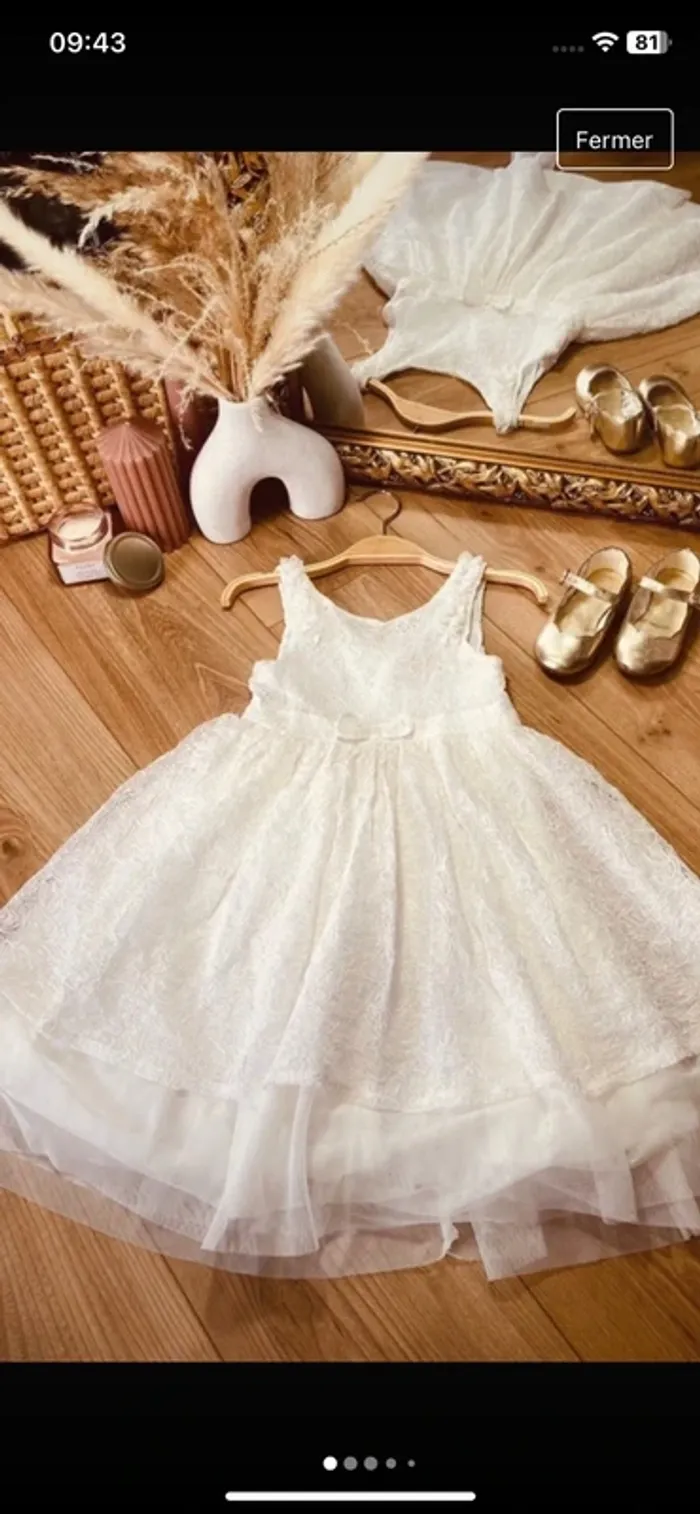 Taille 3 ans Robe cérémonie fille Orchestra blanche nacrée * tulle brodé * 💞