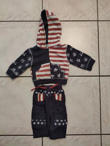 Ensemble bleu et rouge kitchoun 3 mois