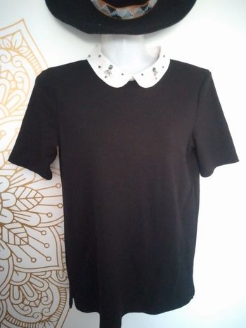 Haut noir col claudine taille S Etam