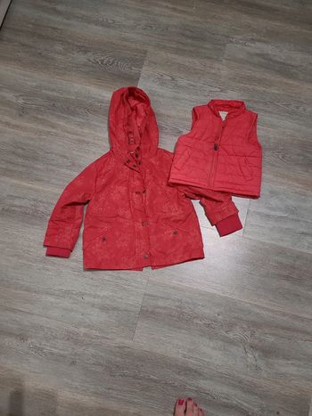 Veste coupe vent 2 en 1 avec doudoune sans manches rose