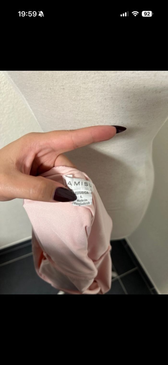 Bodies rose avec doublure col en v bouton de pression - photo numéro 6