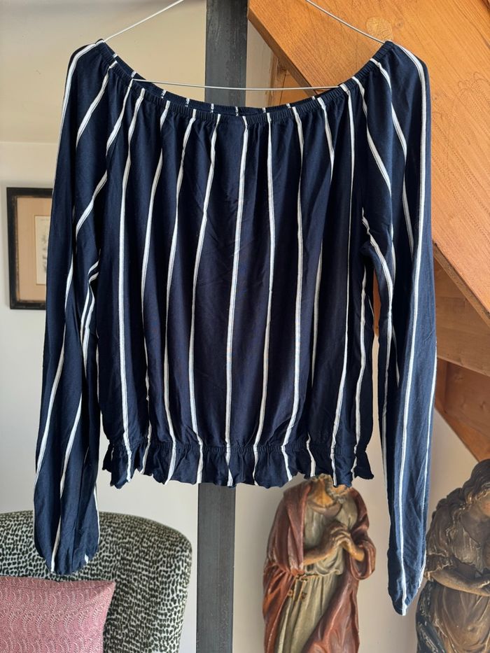 Blouse rayée bleue et blanche - H&M - photo numéro 3