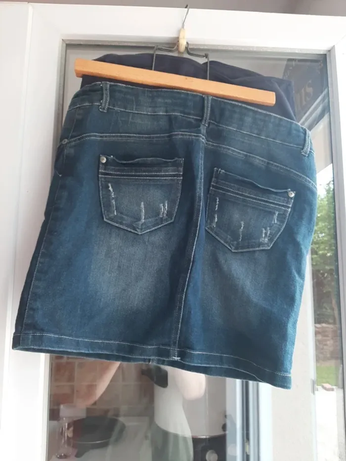 Mini jupe grossesse jean bleu marine taille 38 - photo numéro 5