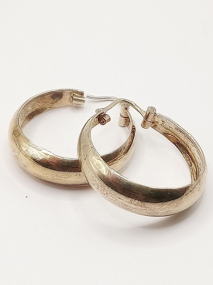 Orecchini cerchio argento dorato color oro giallo, placcato 18 kt? Stile gitana - photo numéro 7