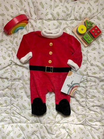 pyjama grenouillère en velours de Noël rouge et noir 6 mois kiabi