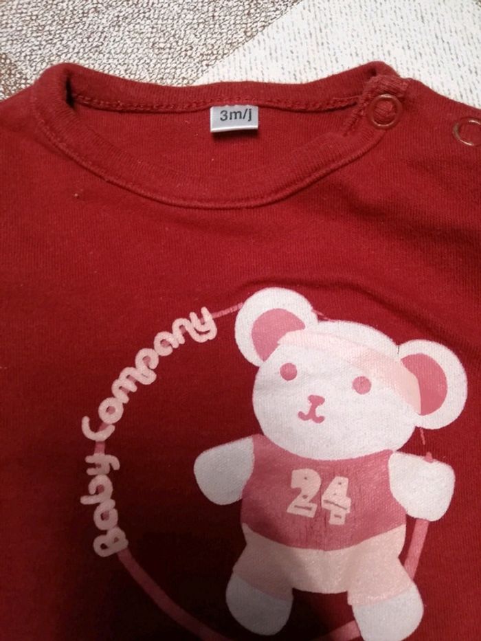 Tee shirt manches longues rouge 3 mois - photo numéro 2