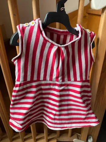 Robe marinière rouge épaisse bébé fille