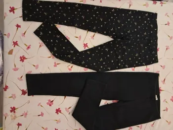 Lot de 2 beaux pantalons legging chauds intérieur polaire, noirs et or - 9-10 ans - Kiabi, Orchestra