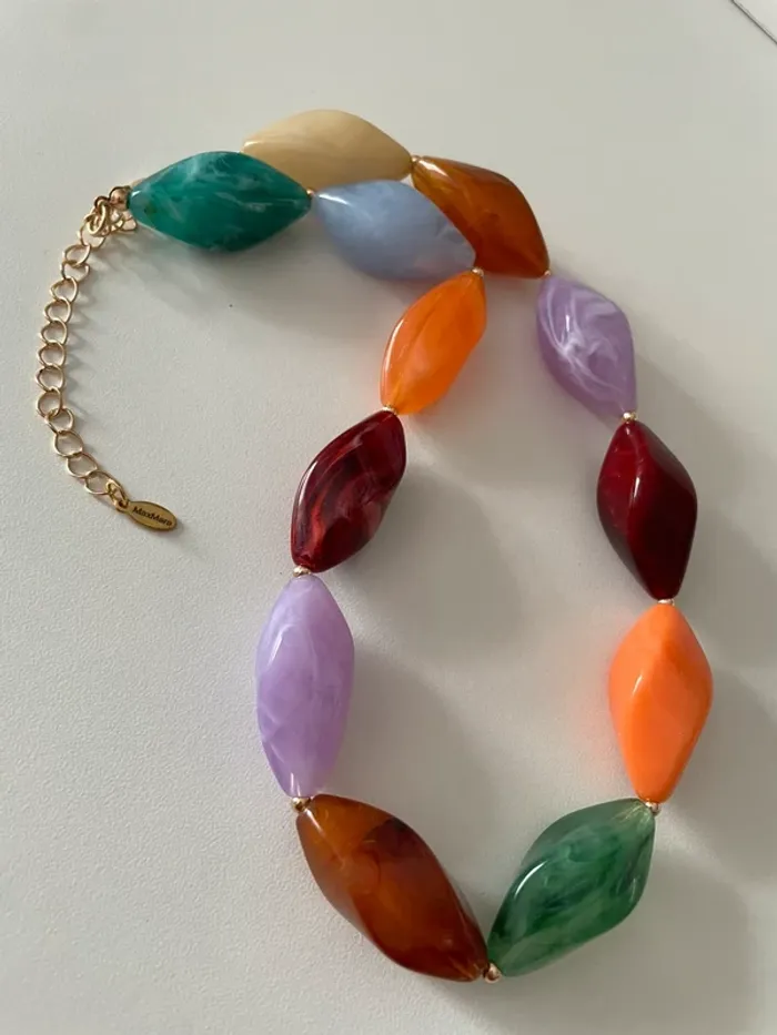 Collier MaxMara coloré perles effet pierre - photo numéro 3