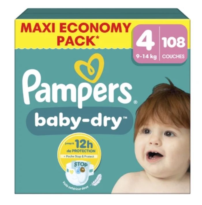 Lot de 2 paquet de 108 couches taille 4 Pampers
