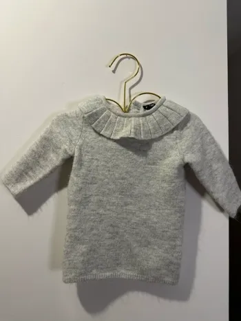 Robe pull gris clair à col kiabi 6- mois