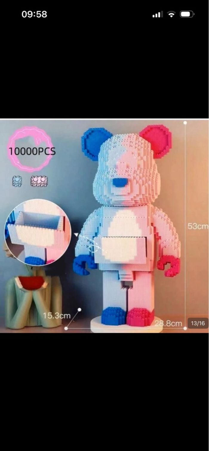 Grand Ours à construire type Bearbrick - 10 000 pièces - NEUF - photo numéro 1