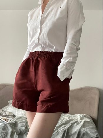 Short ample H&M en lin couleur marron taille S comme neuf