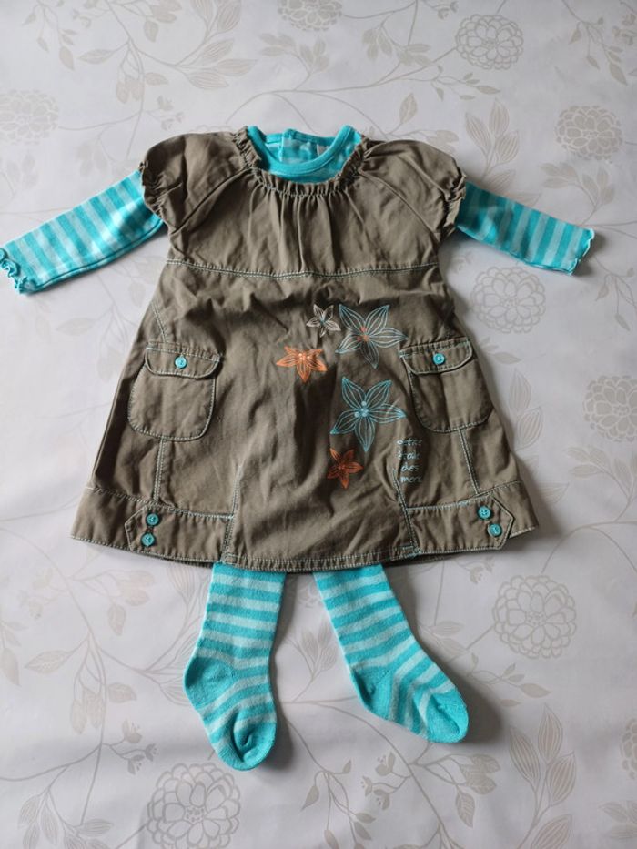 Ensemble 0/3 mois robe/tshirt/collants