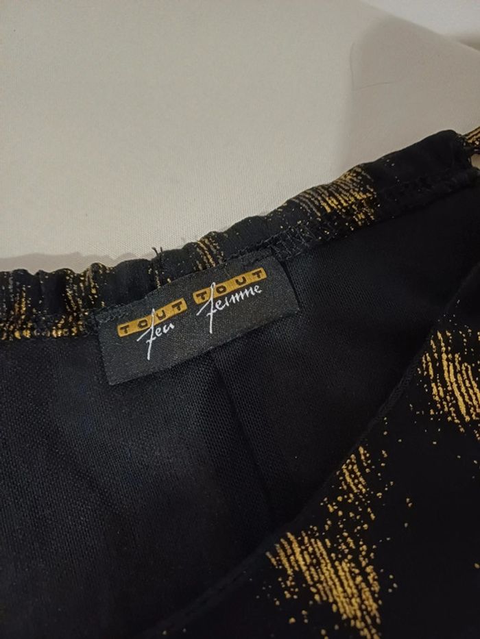 Top noir et doré asymétrique Tout feu tout femme taille M 38 - photo numéro 9