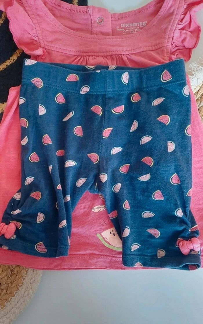 Ensemble bébé fille flamant rose animal pastèque débardeur pantacourt legging printemps été - photo numéro 5