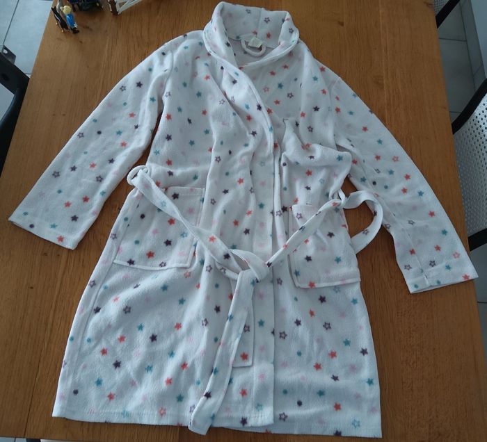 Peignoir/robe de chambre polaire blanc à étoiles