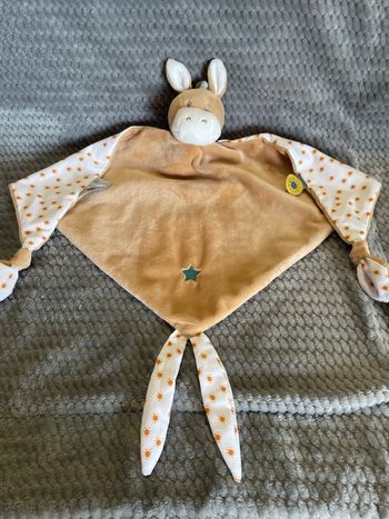 Doudou plat triangle beige blanc âne Leo Felix et Leo Brun Nattou