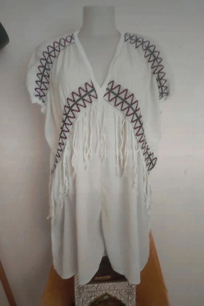 Tunique Zara style ethnique avec broderie et frange taille S - photo numéro 2