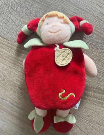 Peluche Doudou Pomme rouge 🍎 avec scratch « Doudou et compagnie »