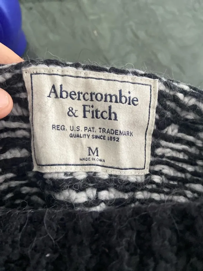 Pull Vintage Abercrombie & Fitch Noir et Blanc – Taille M 38 – Style Rétro - photo numéro 3