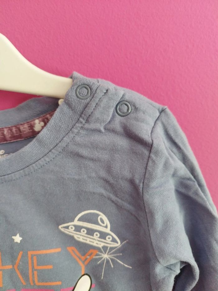 Tee-shirt manches longues mickey garçon Disney taille 6/9 mois b7 - photo numéro 3