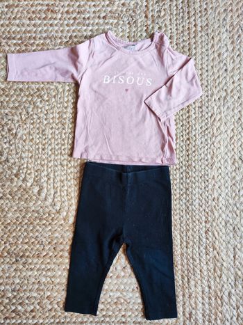 Ensemble tee shirt ML et leggings 12 mois