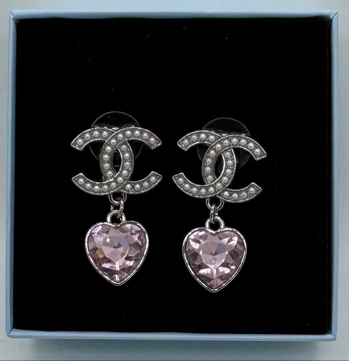 Boucles d’oreilles pendantes argenté zircon rose - photo numéro 9
