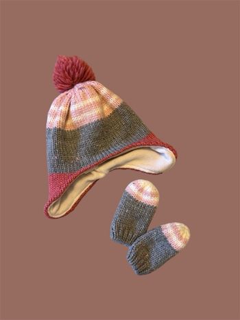 Bonnet et moufles fille – 6/12 mois – Auchan