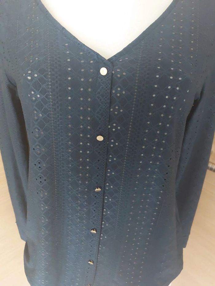 Haut fantaisie bleu marine