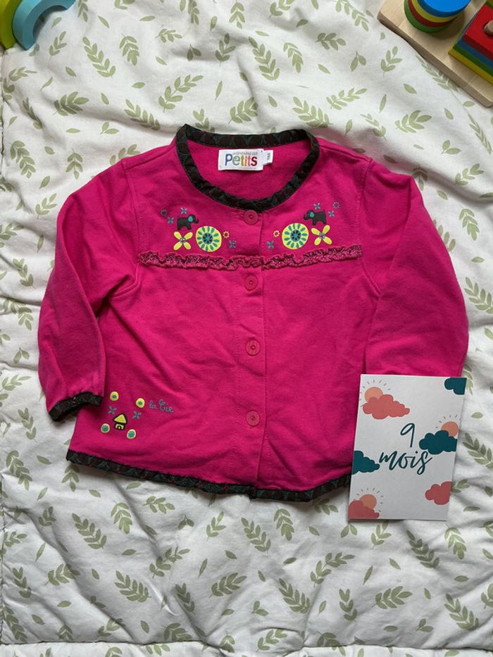 gilet léger rose à motifs 9 mois la compagnie des petits - photo numéro 2