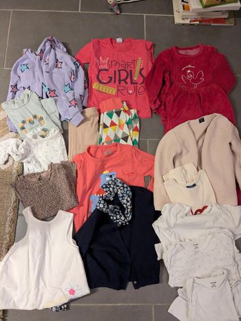 Lot 17 vêtements enfants bébé fille 36 mois ou 98 cm environ ou 3 ans okaidi Kiabi tex