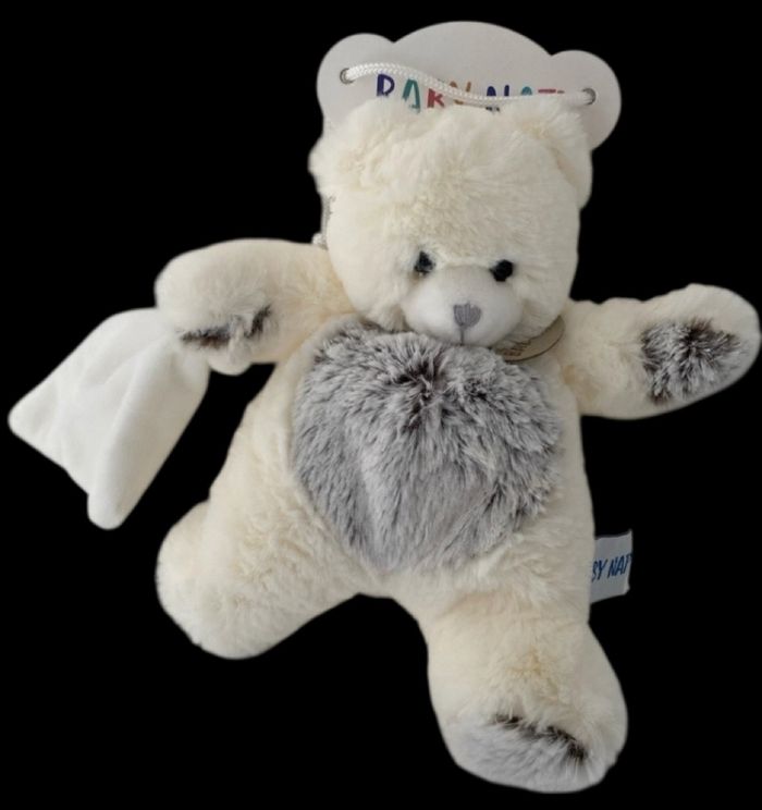 ❤️B5411 Doudou Peluche Ours Baby Nat Flocons Marron Beige Babynat Mouchoir
