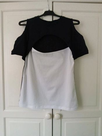 Tee-shirt long MC épaules dénudées noir & blanc 38/M - Asos Design