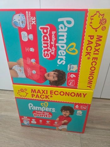 2 Maxi Pack Couches Baby-Dry Pants Pampers Taille 6