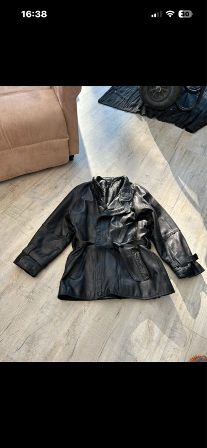 Parka homme cuir lisse