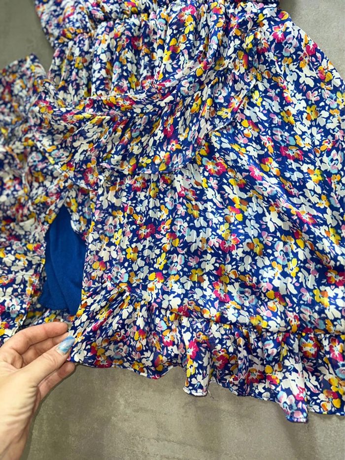 Robe légère à fleurs volants rue des abbesses taille M 38 bleu à fleurs - photo numéro 3