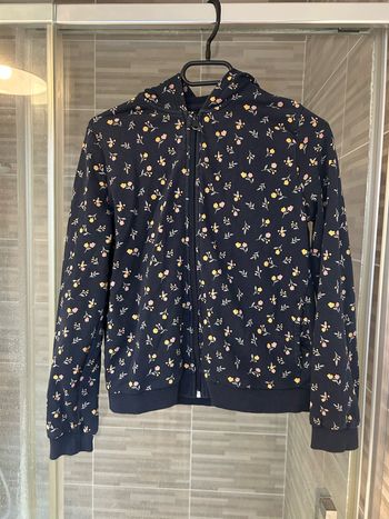 Sweat zippé bleu marine avec fleurs  Kiabi  12 ans